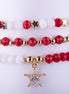 Set de Pulseras "Estrella de Navidad". Cuentas de cristal facetado rojo/blanco y charm de estrella con circonitas. Envío rápido.