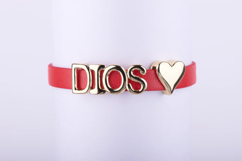 Pulsera cristiana, regalos religiosos modernos, joyería de fe, pulsera Dios, accesorios espirituales.

Pulsera cuero mujer, brazalete letras doradas, accesorios con mensaje, God bracelet, joyería religiosa juvenil.