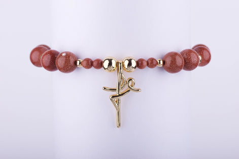 Pulsera Fe mujer, Dije Fe dorado, Regalos cristianos elegantes, Goldstone faith bracelet.