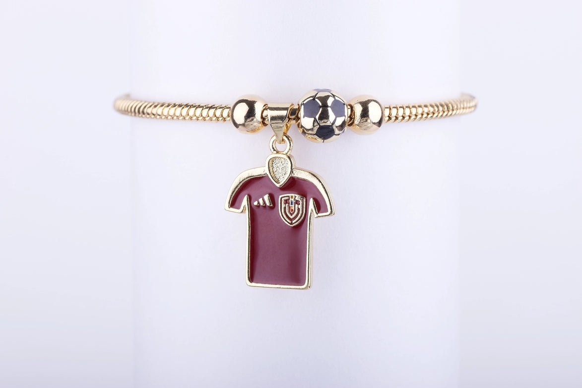 Pulsera Camiseta Vinotinto y Balón - Joyería Fútbol Minimalista