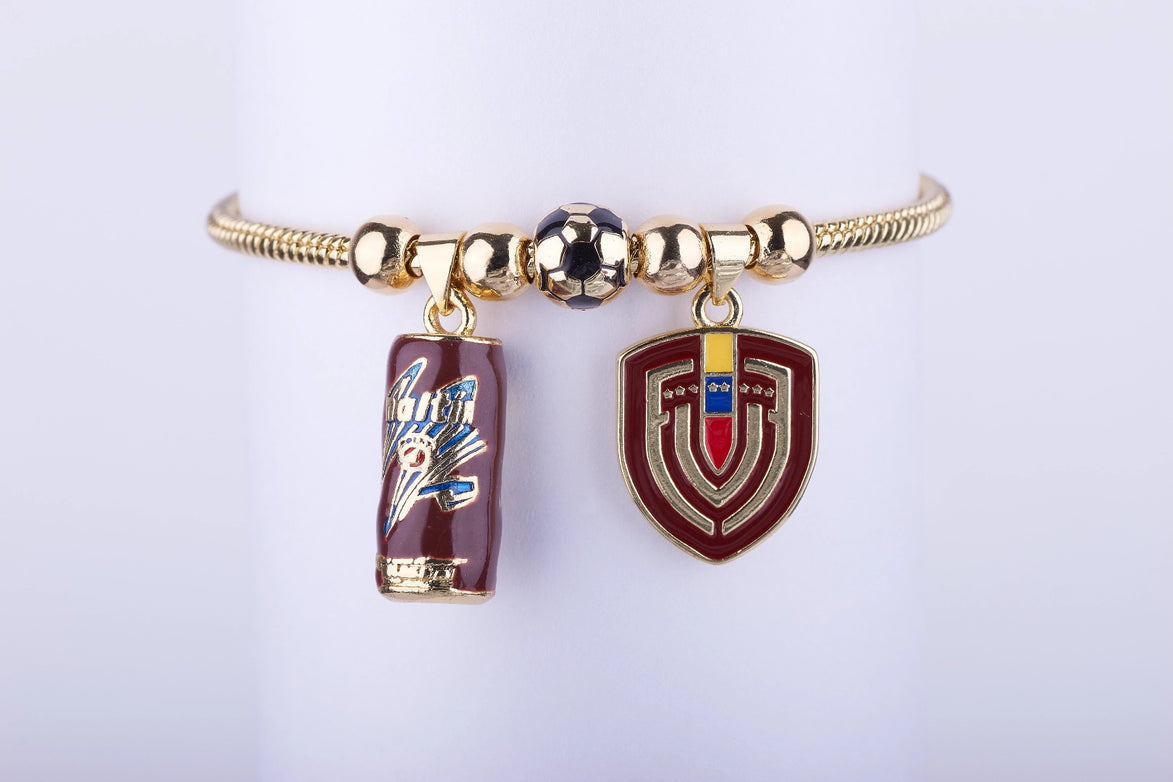 Pulsera Vinotinto - Escudo, Balón y Malta Polar - Joyería para Fans