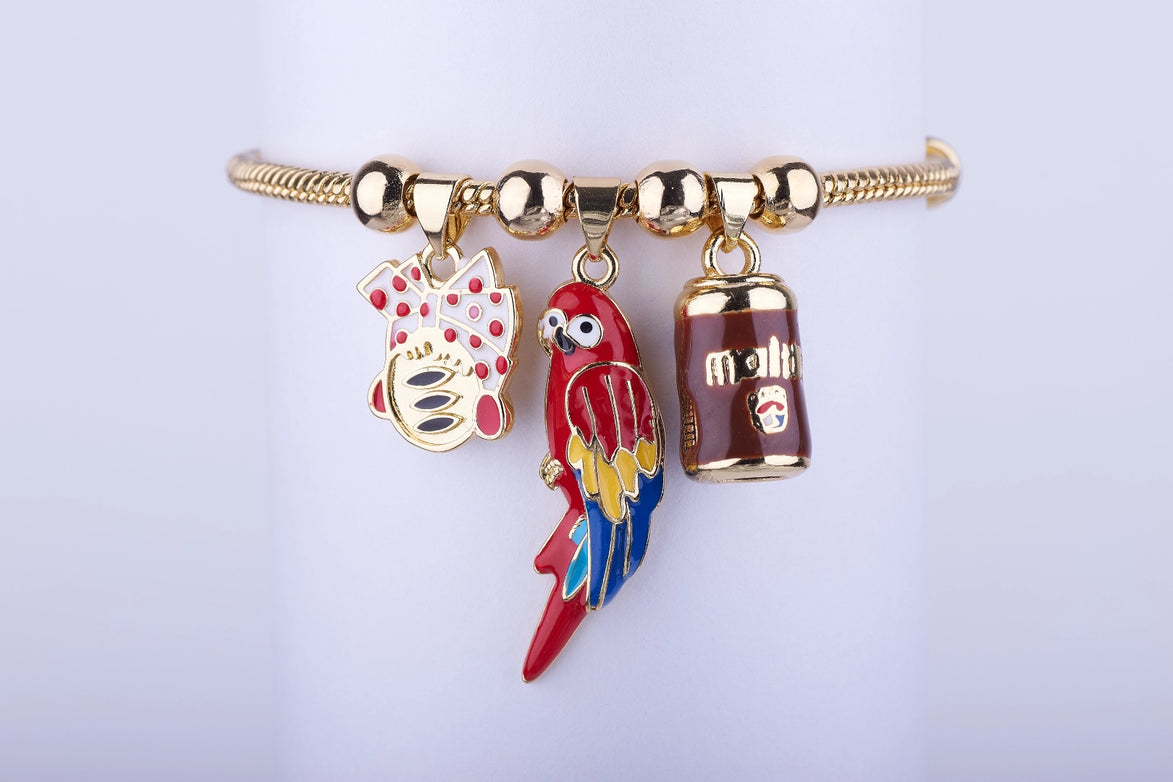 Pulsera Símbolos Venezolanos: Malta, Guacamaya y Arepa - Joyería Patriota