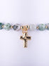 Pulsera de Piedra Natural con Cruz - Joyería Espiritual Verde